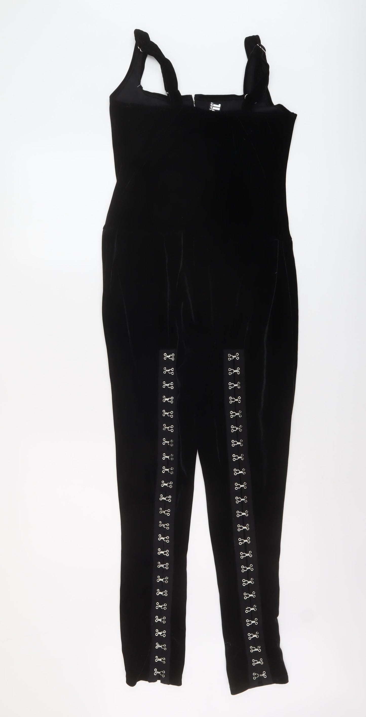 Neccesary Evil Womens Black Polyester Jumpsuit One-Piece Size S Hook & Eye