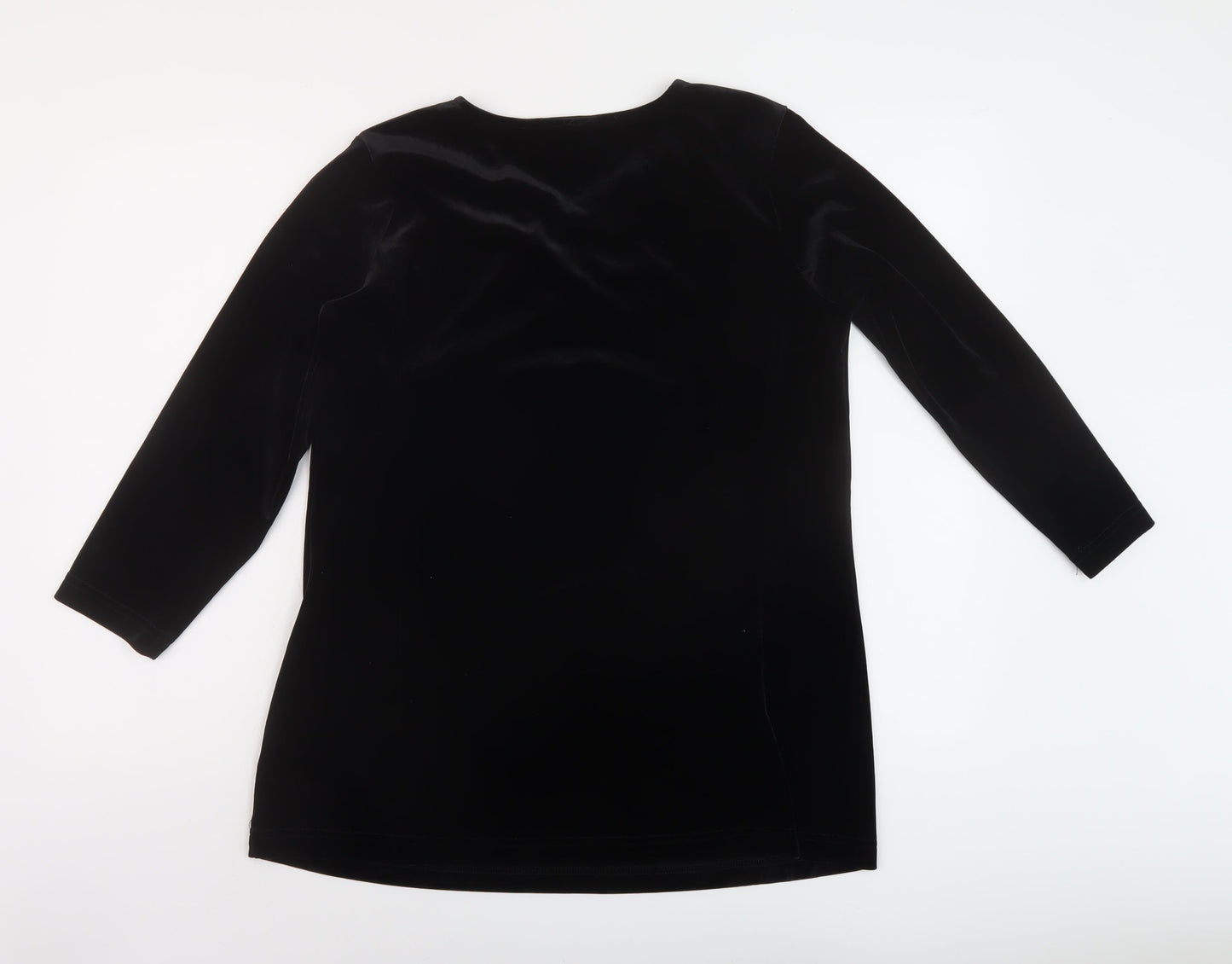 Jeane Bice Womens Black Polyester Basic Blouse Size XS V-Neck