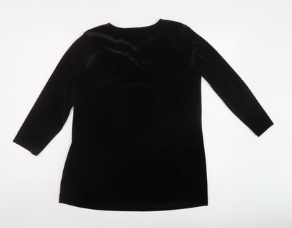 Jeane Bice Womens Black Polyester Basic Blouse Size XS V-Neck