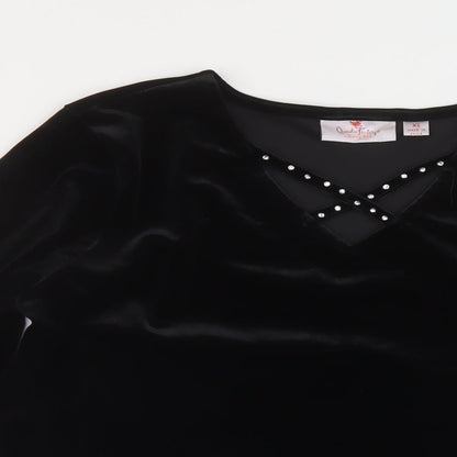 Jeane Bice Womens Black Polyester Basic Blouse Size XS V-Neck