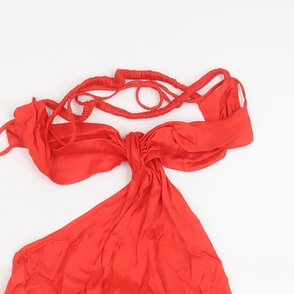 Womens UK Size S Zara Red Basic Blouse