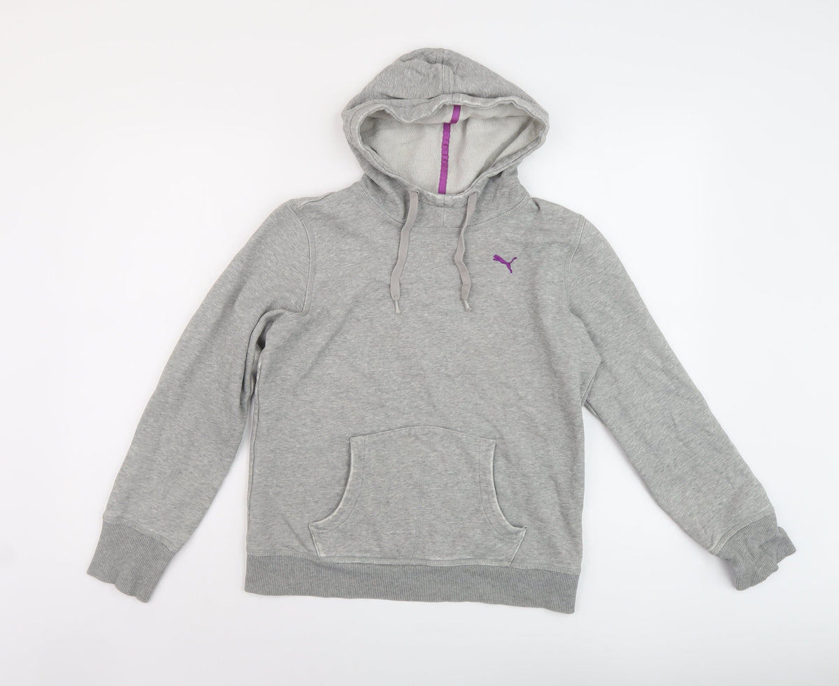 Pu,ma Womens Grey Cotton Pullover Hoodie Size 12 Pullover