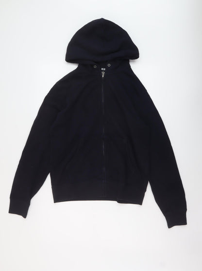 Unqilo Womens Blue Cotton Full Zip Hoodie Size S Zip