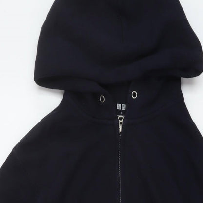 Unqilo Womens Blue Cotton Full Zip Hoodie Size S Zip