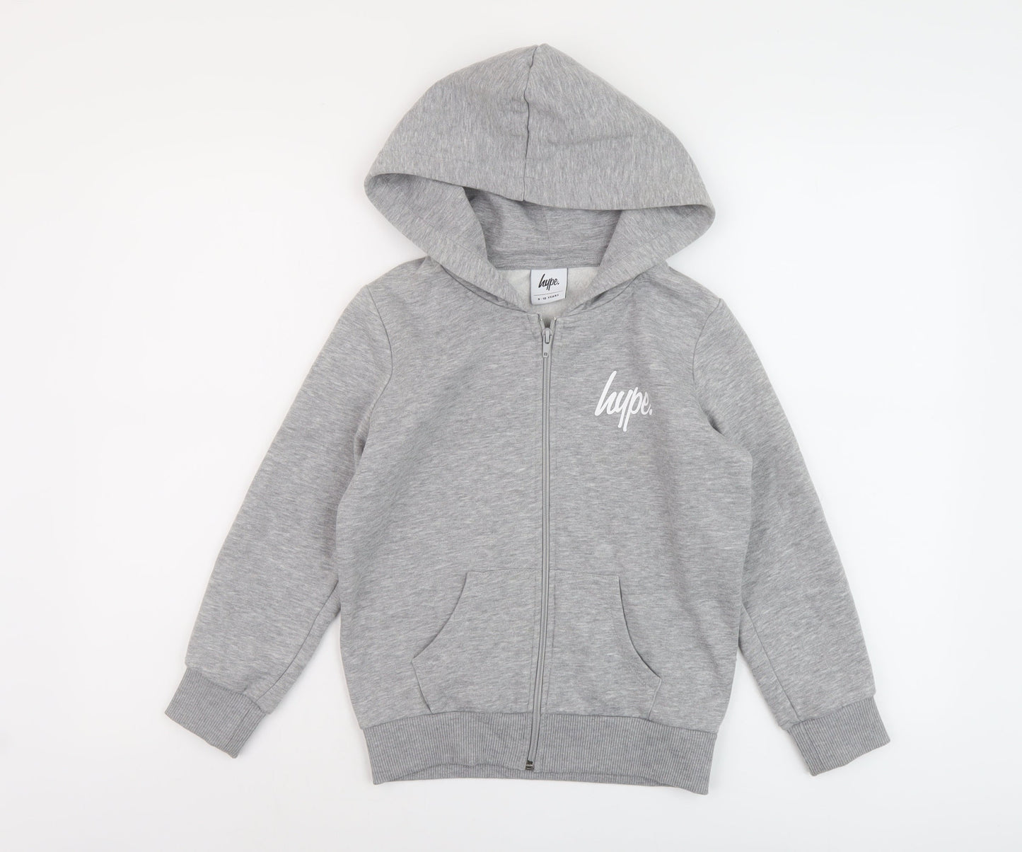 Hype Boys Grey Cotton Full Zip Hoodie Size 9-10 Years Zip