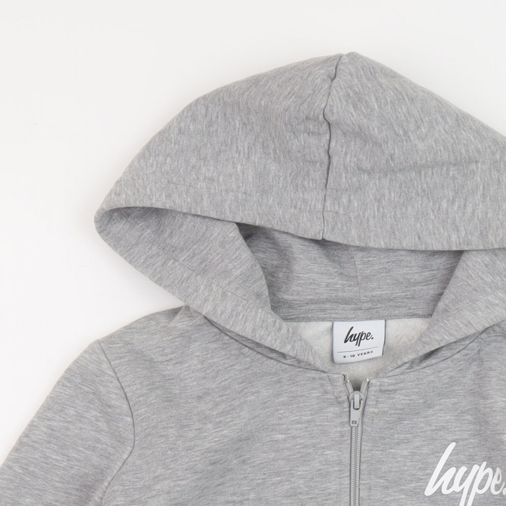Hype Boys Grey Cotton Full Zip Hoodie Size 9-10 Years Zip