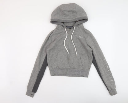 Pink Soda Womens Grey Cotton Full Zip Hoodie Size 4 Zip