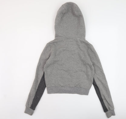 Pink Soda Womens Grey Cotton Full Zip Hoodie Size 4 Zip