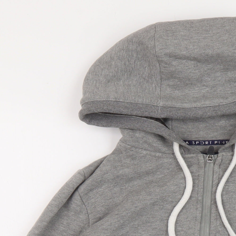 Pink Soda Womens Grey Cotton Full Zip Hoodie Size 4 Zip