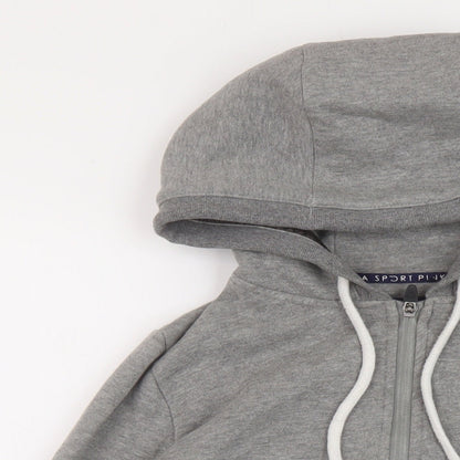 Pink Soda Womens Grey Cotton Full Zip Hoodie Size 4 Zip