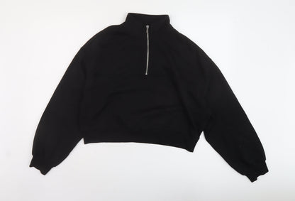 H&M Womens Black Cotton Pullover Sweatshirt Size L Zip