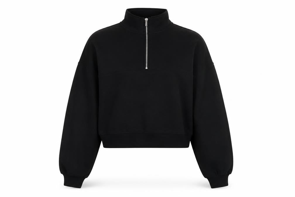 H&M Womens Black Cotton Pullover Sweatshirt Size L Zip