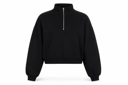 H&M Womens Black Cotton Pullover Sweatshirt Size L Zip