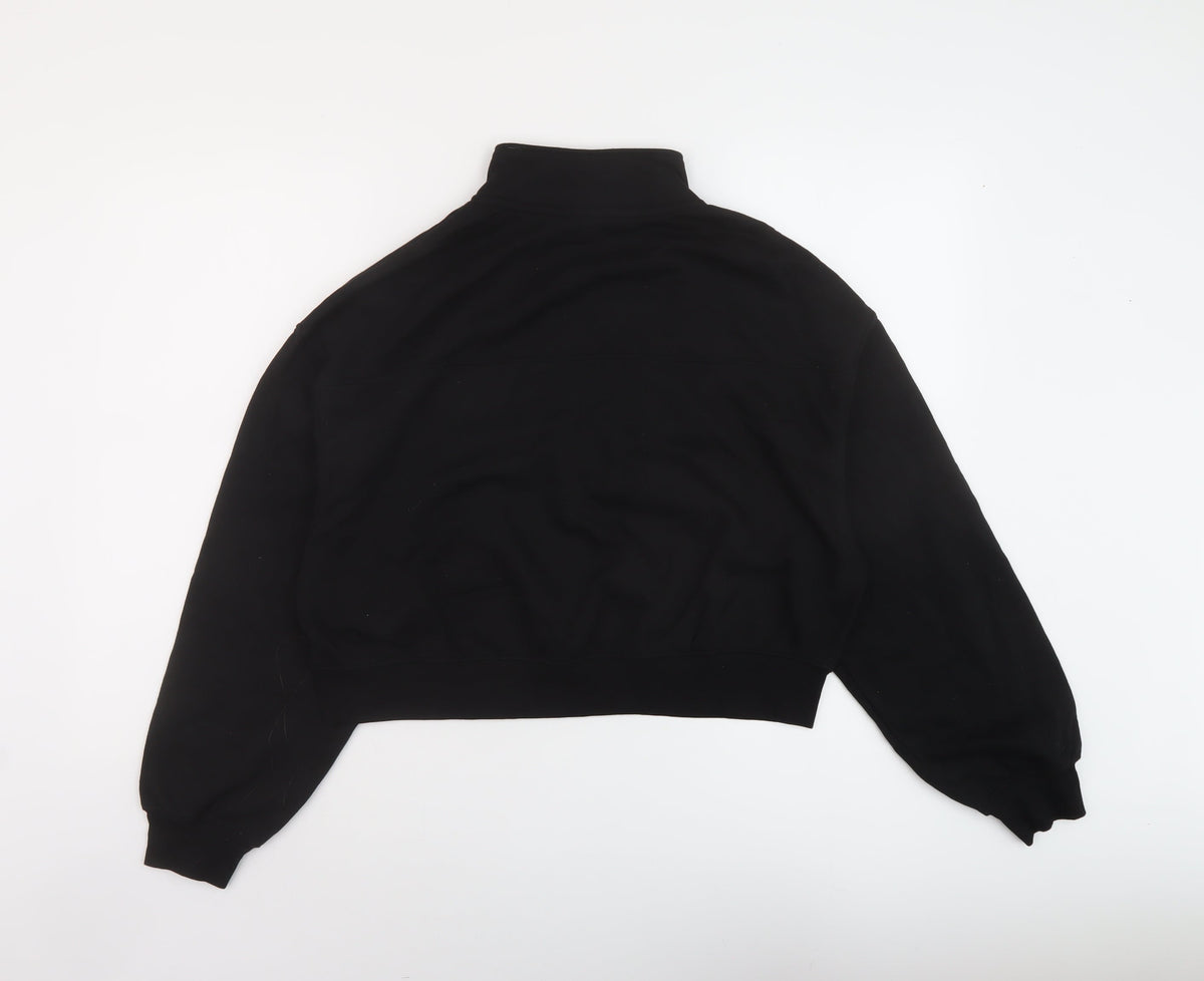 H&M Womens Black Cotton Pullover Sweatshirt Size L Zip