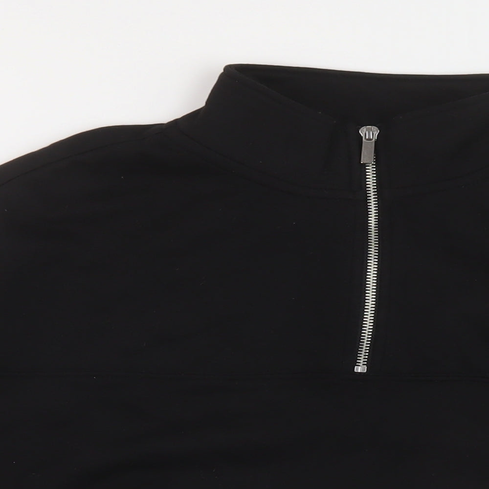 H&M Womens Black Cotton Pullover Sweatshirt Size L Zip