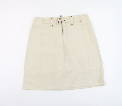 French Connection Womens Beige Cotton A-Line Skirt Size 10 Zip