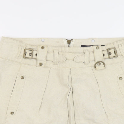 French Connection Womens Beige Cotton A-Line Skirt Size 10 Zip
