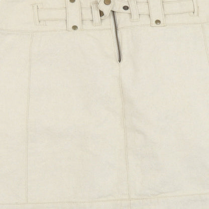 French Connection Womens Beige Cotton A-Line Skirt Size 10 Zip