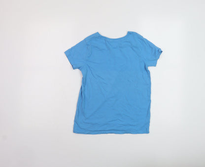 Next Boys Blue Cotton Basic T-Shirt Size 11 Years Crew Neck Pullover