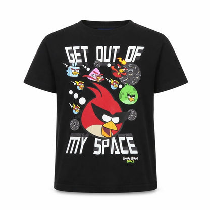 NEXT Boys Black Cotton Basic T-Shirt Size 6 Years Crew Neck Pullover - Angry Birds