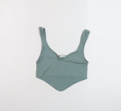 Womens UK Size XS Zara Green Cropped Tank