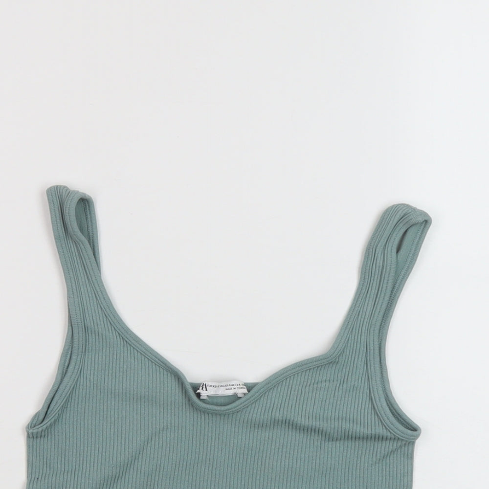 Womens UK Size XS Zara Green Cropped Tank