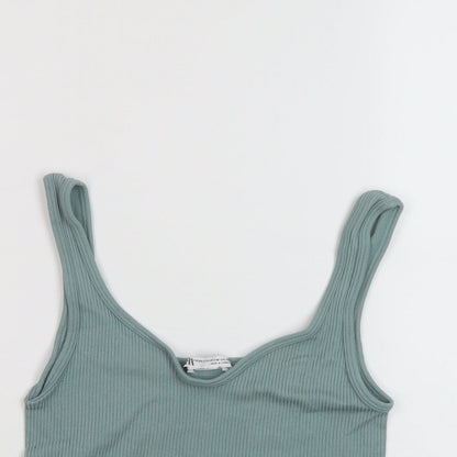 Womens UK Size XS Zara Green Cropped Tank