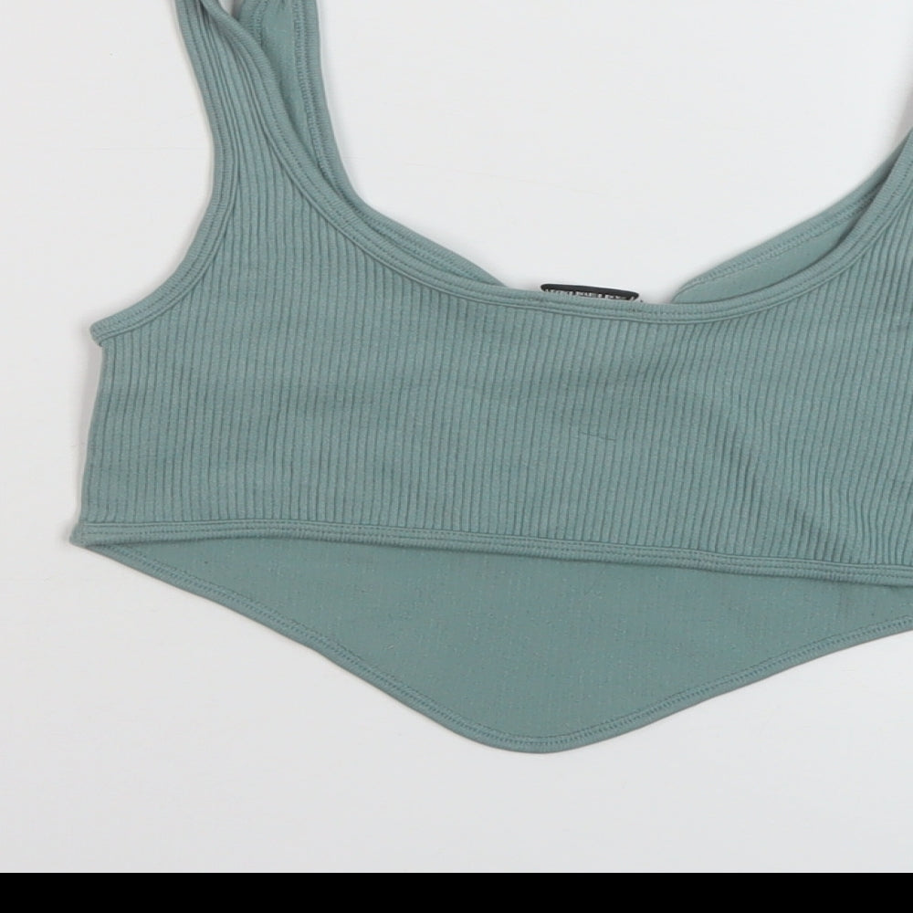Womens UK Size XS Zara Green Cropped Tank