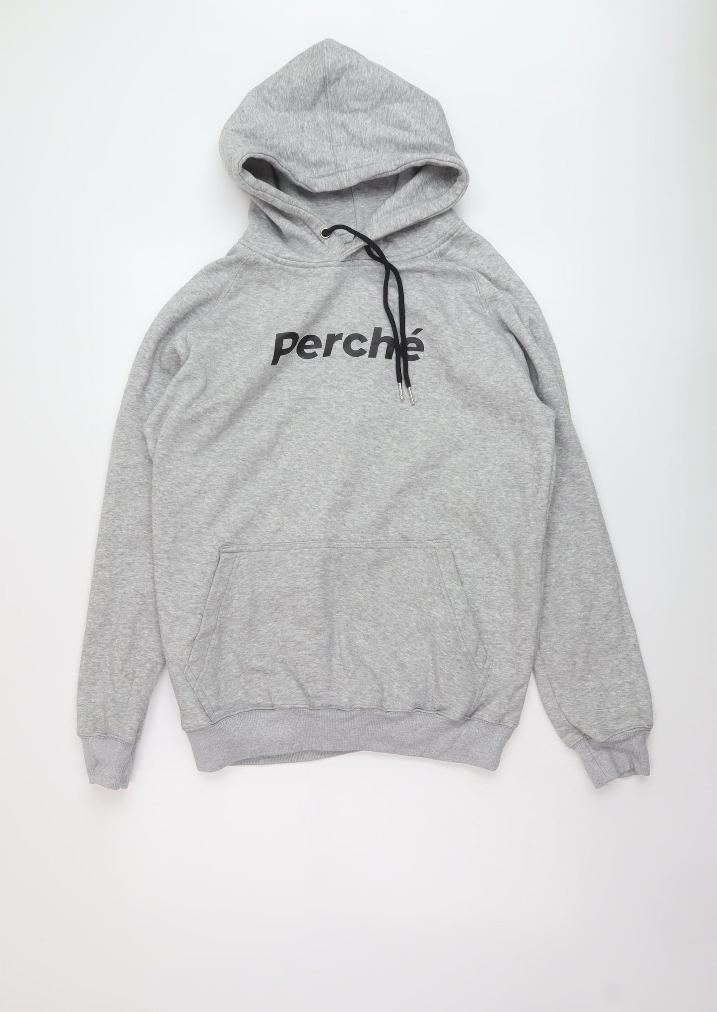 Perché Mens Grey Cotton Pullover Hoodie Size M