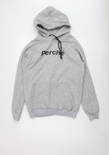 Perché Mens Grey Cotton Pullover Hoodie Size M