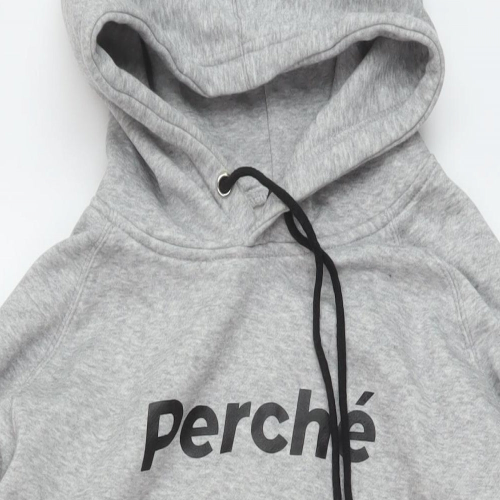 Perché Mens Grey Cotton Pullover Hoodie Size M