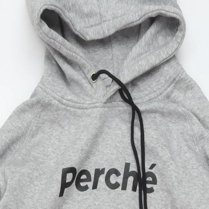 Perché Mens Grey Cotton Pullover Hoodie Size M