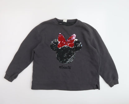 Zara Girls Grey Cotton Pullover Sweatshirt Size 13-14 Years Pullover - Minnie Mouse