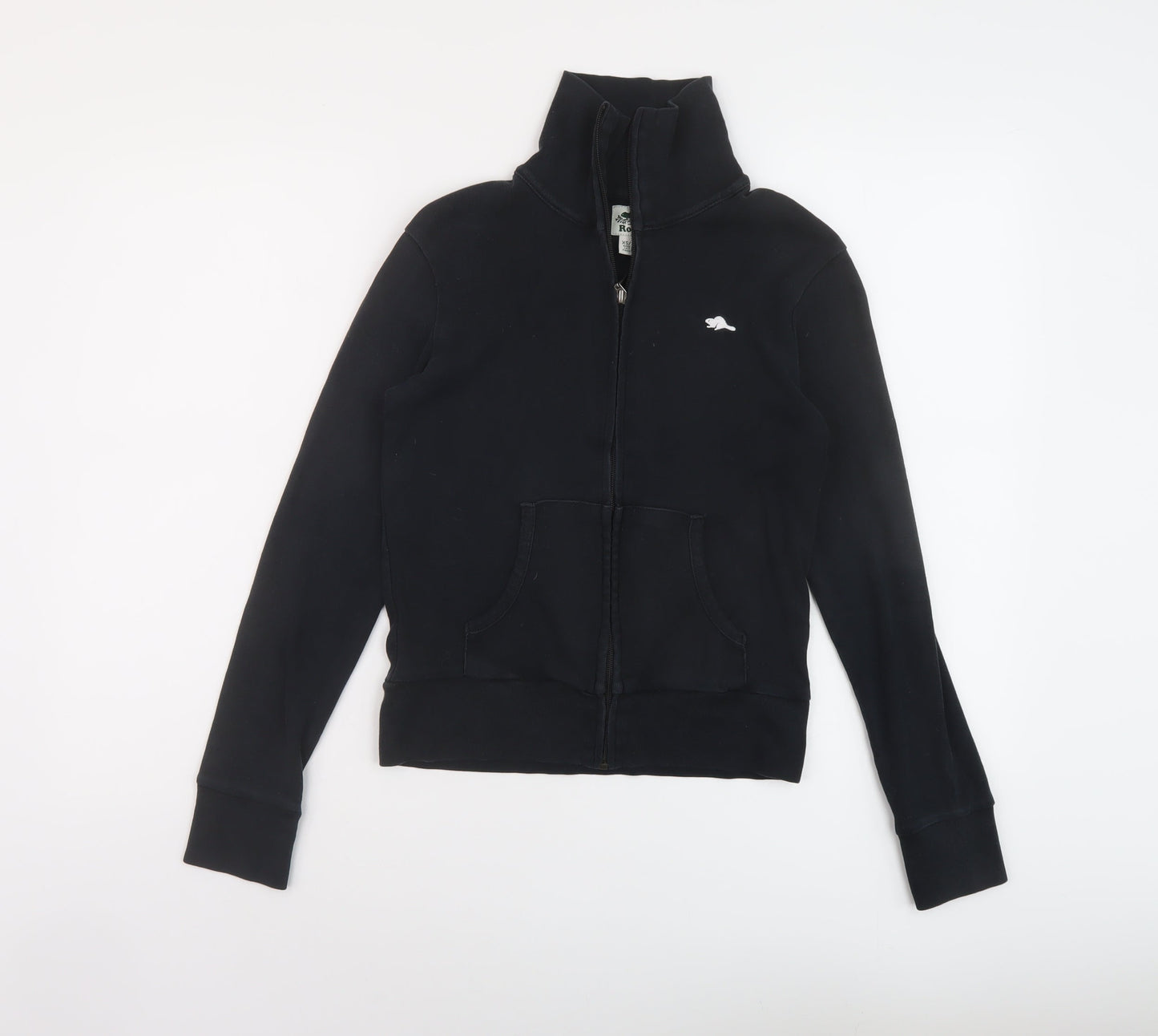 Roots Womens Black Cotton Full Zip Sweatshirt Size XS Zip
