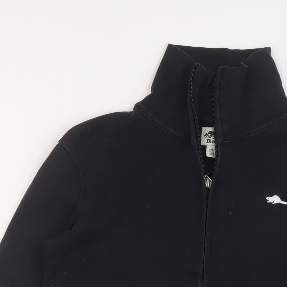 Roots Womens Black Cotton Full Zip Sweatshirt Size XS Zip