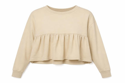 Zara Womens Beige Cotton Pullover Sweatshirt Size M Pullover