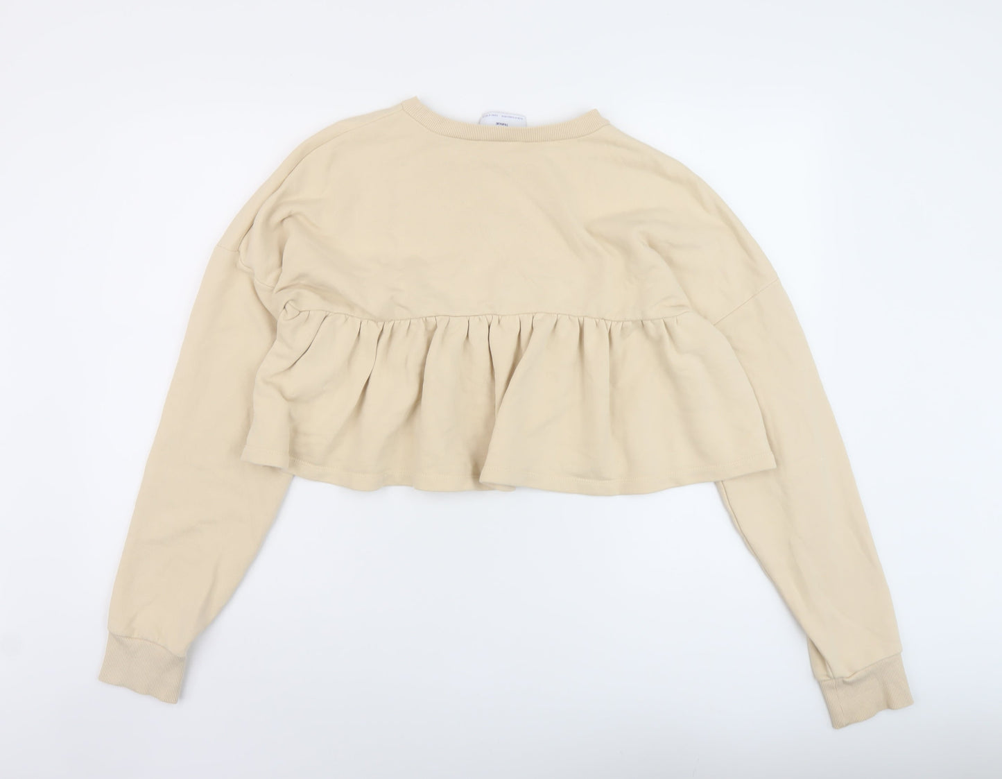 Zara Womens Beige Cotton Pullover Sweatshirt Size M Pullover