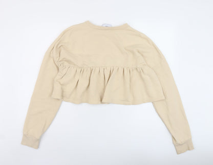 Zara Womens Beige Cotton Pullover Sweatshirt Size M Pullover