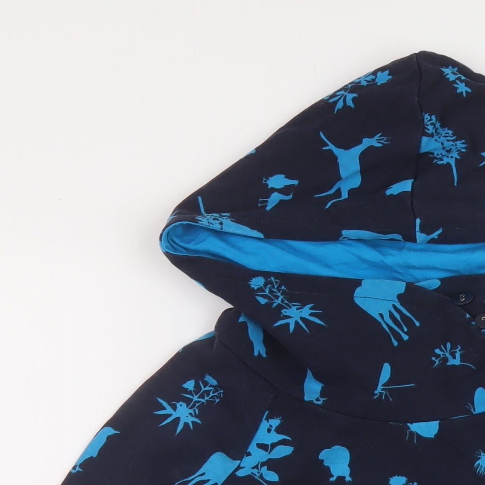 H&M Womens Blue Geometric Cotton Pullover Hoodie Size 8 Pullover