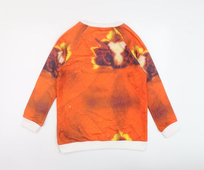 Via Delle Rose Womens Red Floral Polyester Pullover Sweatshirt Size S Pullover
