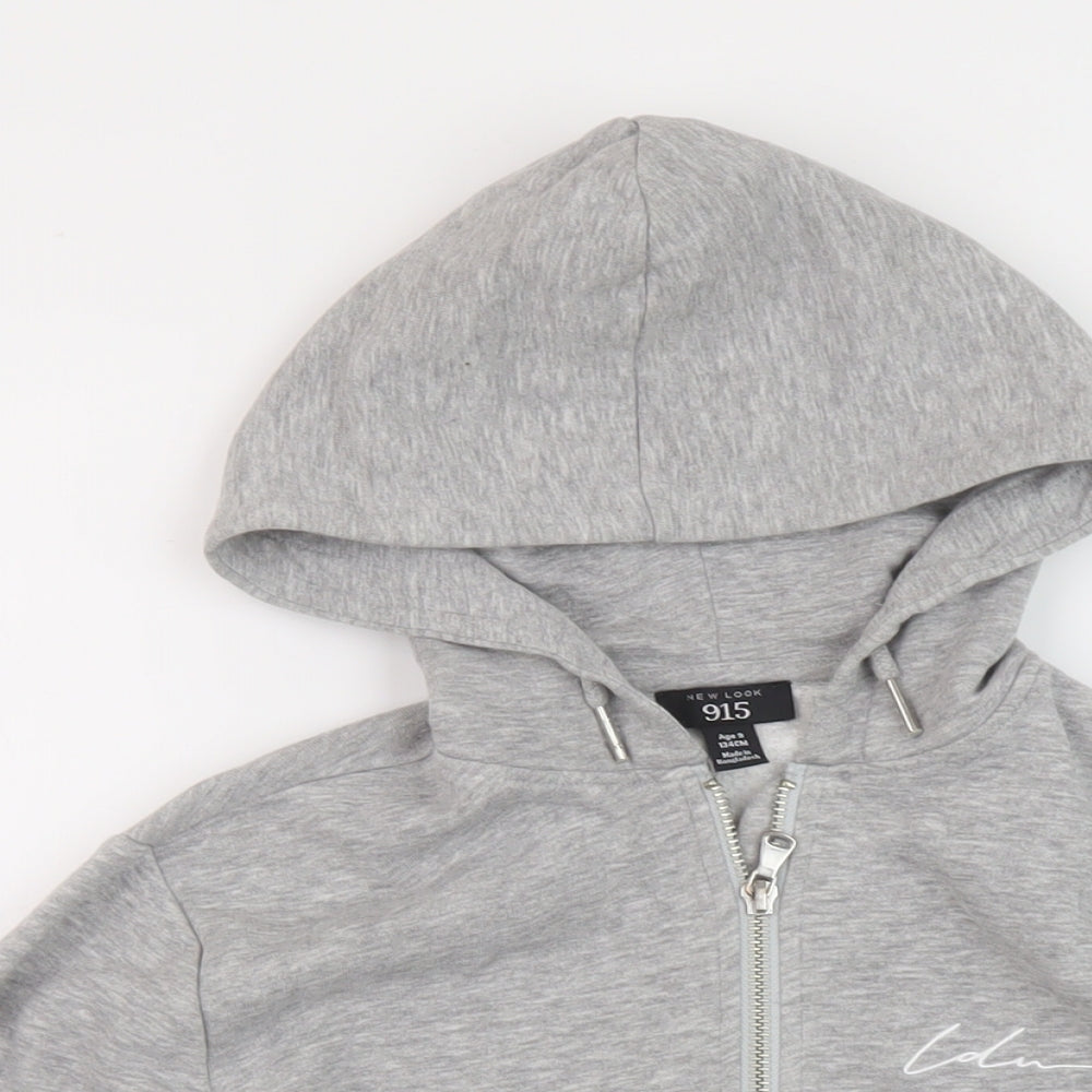 New Look Girls Grey Cotton Full Zip Hoodie Size 9 Years Zip