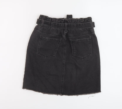 Denim & Co. Girls Grey Cotton A-Line Skirt Size 12-13 Years Regular Button