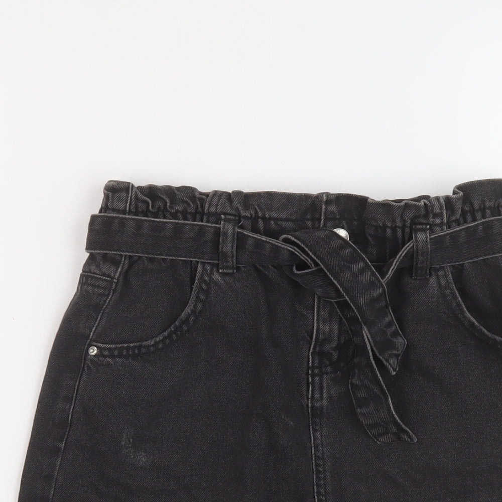 Denim & Co. Girls Grey Cotton A-Line Skirt Size 12-13 Years Regular Button