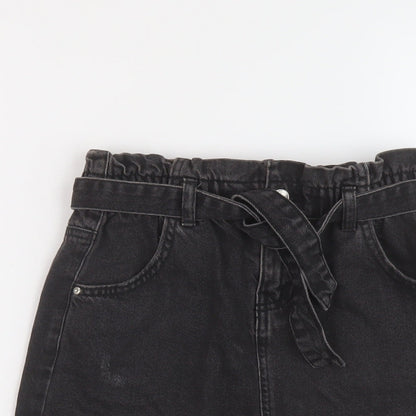 Denim & Co. Girls Grey Cotton A-Line Skirt Size 12-13 Years Regular Button