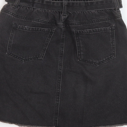 Denim & Co. Girls Grey Cotton A-Line Skirt Size 12-13 Years Regular Button