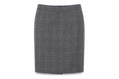 Barilocke Womens Grey Plaid Wool A-Line Skirt Size 14 Zip