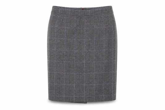 Barilocke Womens Grey Plaid Wool A-Line Skirt Size 14 Zip