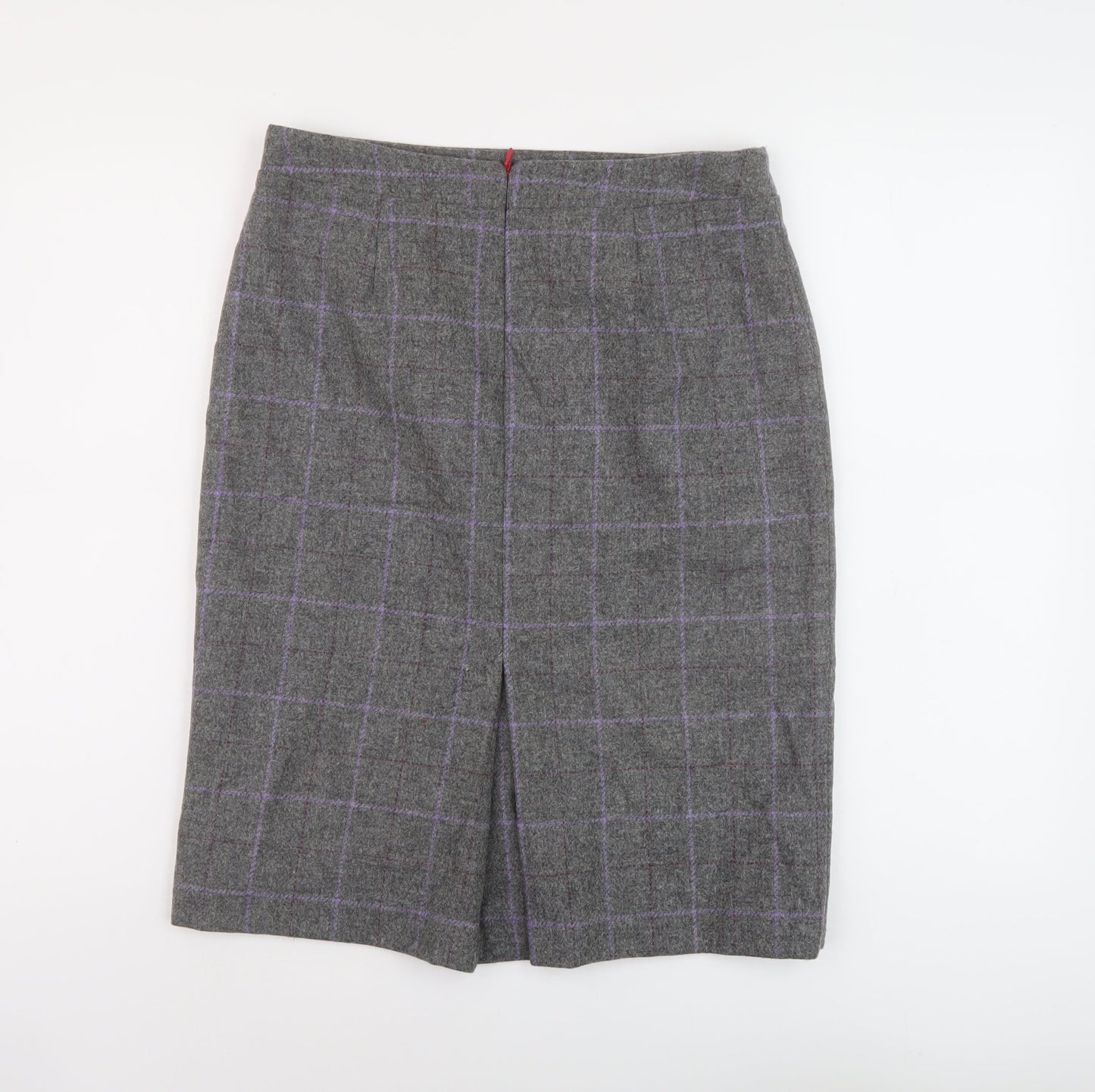 Barilocke Womens Grey Plaid Wool A-Line Skirt Size 14 Zip