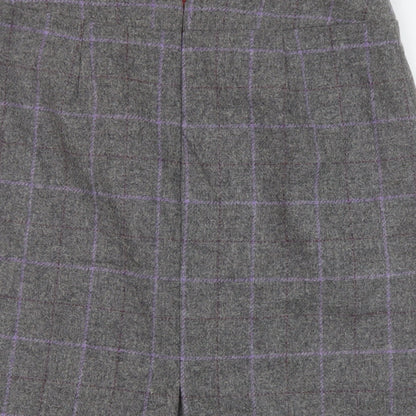 Barilocke Womens Grey Plaid Wool A-Line Skirt Size 14 Zip