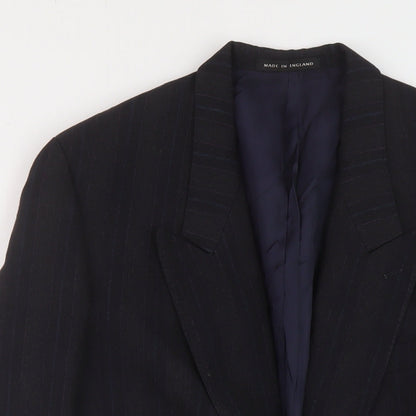 Anton Ferrare Mens Blue Striped Wool Jacket Suit Jacket Size 40 Regular
